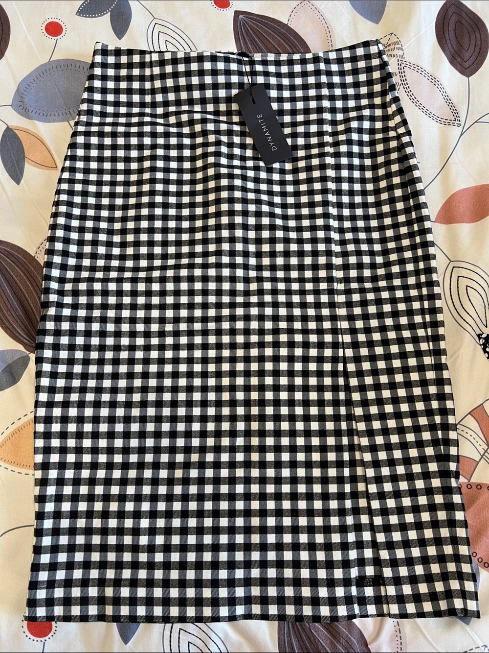 Dynamite Black & White Gingham Pencil Skirt